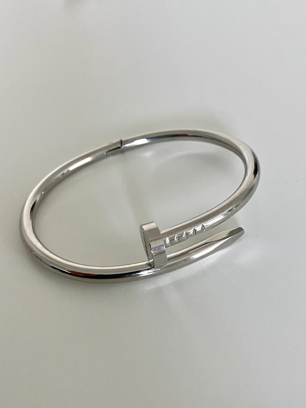 Generic Silver Stainless Steel Nail Cuff Bangle Bracelet
